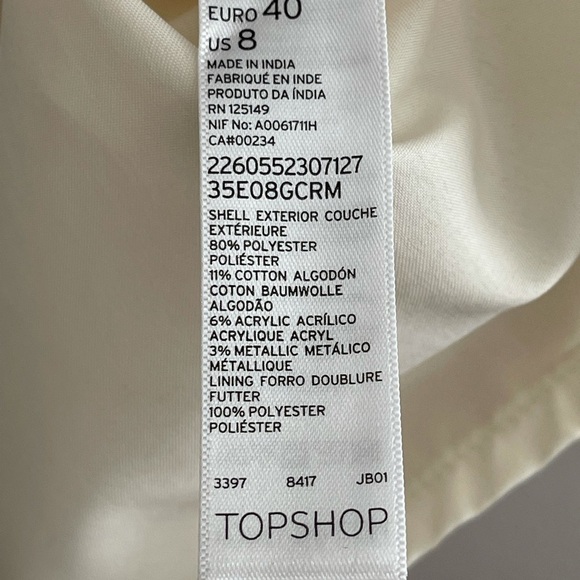 Topshop Embellished Ivory Jacquard Mini Dress size 8 - Picture 9 of 11
